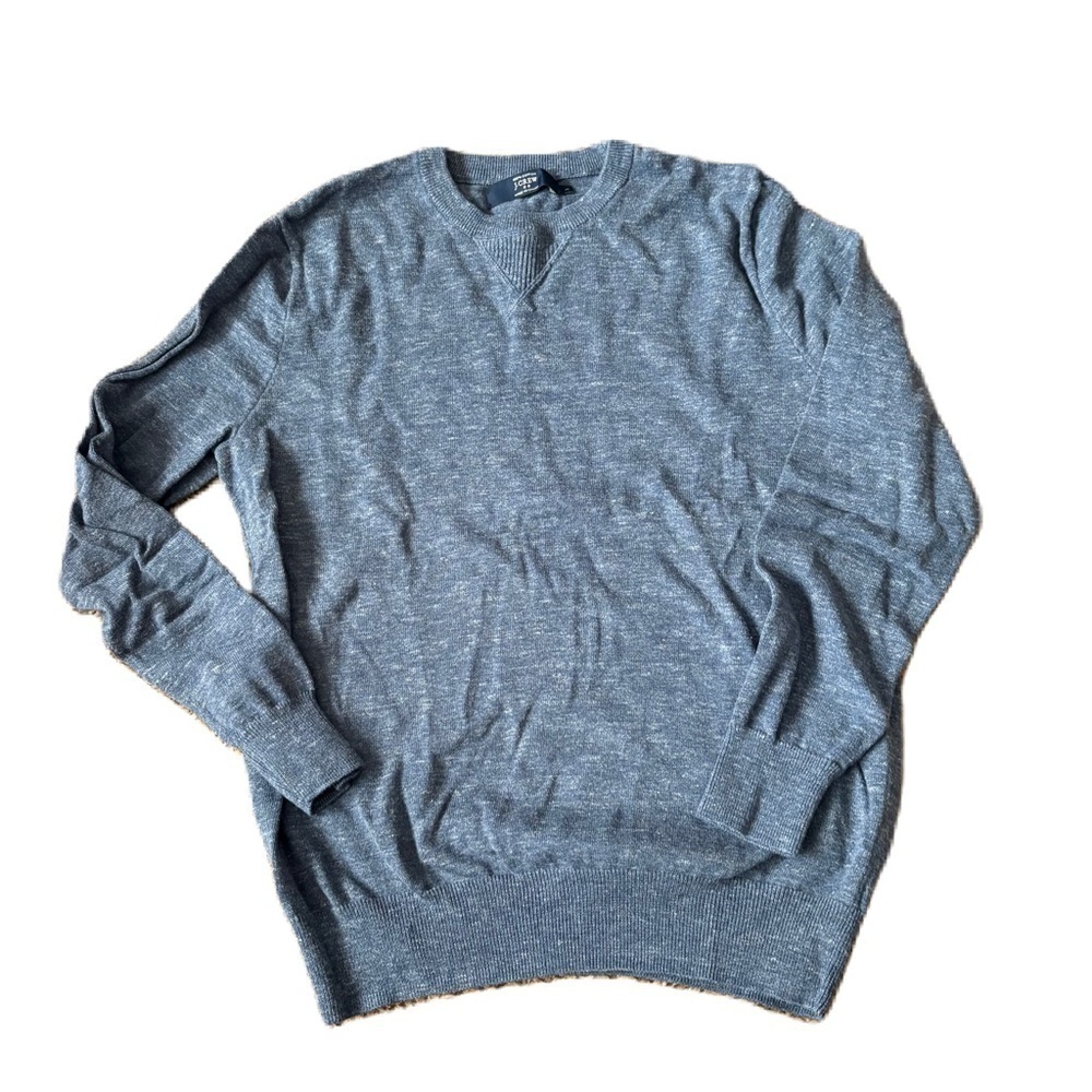 J. Crew Men's Heathered Blue Crewneck Sweater 100% Cotton Small